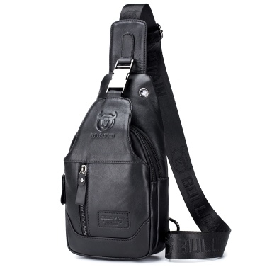 Men's Leather Sling Bag Waterproof Crossbody Pack Chest Shoulder Backpack for Hiking Cycling Mountaineering Travelling
