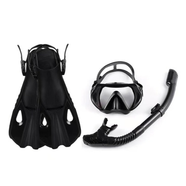 Diving Goggles Three-Window High Clear Diving Mask with Full Dry Snorkel and Adjustable Fins  for Men Women Diving Equipment