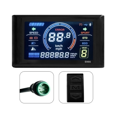 24-72V Ebike LCD Display 5Pins LCD-S966 Smart Color Screen Waterproof Mountain Bike Control Panel Used For No. 2 Protocol Controller  Waterproof Connector