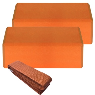 2 Stück EVA Yoga Blöcke 1 Stück Cotton Yoga Strap Stabilitätsblöcke