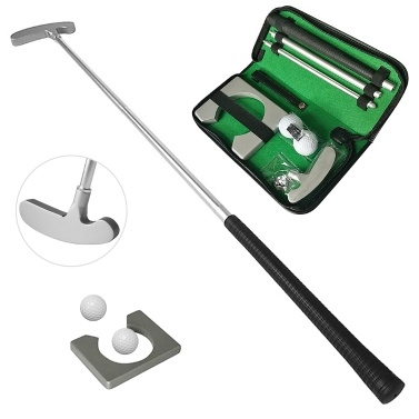 Golf Putting Set with Golf Putter 2 Golf Balls Golf Putting Cup for Travel Indoor   Golf Putting Practice Portable Golf Putter Kit Fits for Right Handed