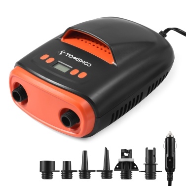 TOMSHOO Digital Electric SUP Air Pump 110W 12 Volt 22PSI High Pressure Quick Air Inflator with LCD Display for Water Sports Inflatable SUP Stand Up Paddle Board