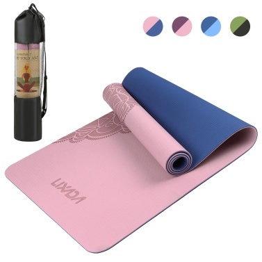 72.0×24in Portable Double Dual-colored Yoga Mat Thicken Sports Mat Anti-slip Exercise Mat for Fitness Workouts with Carrying Strap and Storage Bag