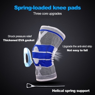 Basketball Support Silicone Padded Knee Pads Breathable Kneepad Protection Gery+blue M