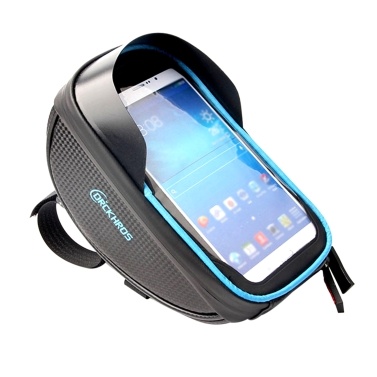 Universal Bike Phone Mount Bag Bicycle Front Frame Bag Waterproof Screen-Touching Handlebar Bag Bicycle Accessories Phone Holder with Double Zipper & Sun-Visor