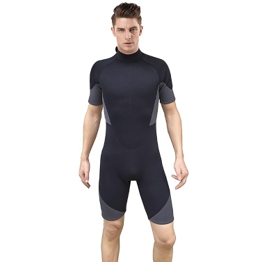Mens Short Wetsuit 3mm Neoprene Full Body Diving Suit Back Zip Wetsuit for Diving Snorkeling Surfing Swimming Rafting Kayaking Paddling