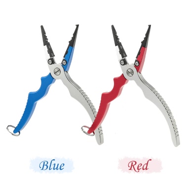 Aluminum Fishing Pliers Split Ring Cutters Hooks Remover Fishing Holder Tackle with Oxford Sheath and Security Landyard