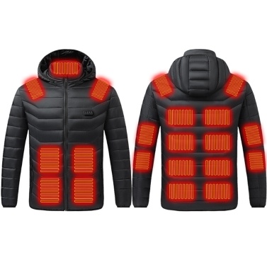 Electric Heated Cotton Jacket Four Control 21 Zone  Battery Powered  Winter Coat