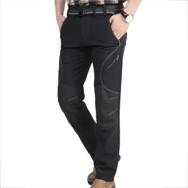 Men's Water-repellent Windproof Fleece Lined Pants Trousers Outdoor Sport Climbing Camping Hiking Mountain Pants 5 Zipped Pockets