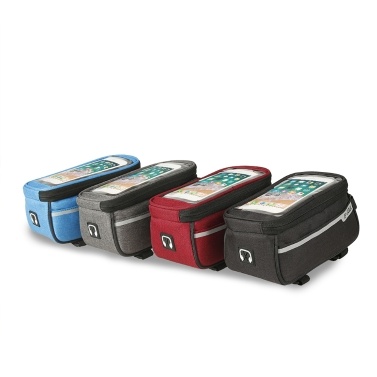 MTB Bicycle Top Tube Phone Bag for 6" Screen Size Bike Front Frame Bag with Headphone Hole