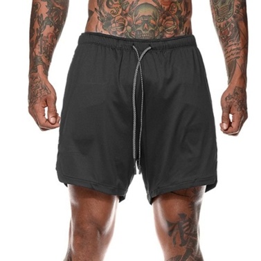 Men 2-in-1 Workout Running Shorts Sport Hip Fitness Lightweight Gym Yoga Training Sport Wear Tie Belt Waist Hot Pants Loose-Fit Performance Shorts