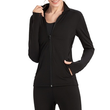 Women Lightweight Full Zip Running Track Workout Jackets Thumb Holes Slim Sport Sweatshirt Exercise Gym Activewear