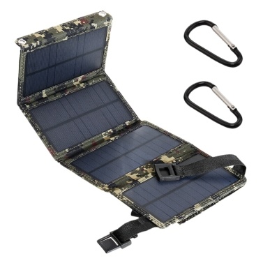 5V 10W USB Solar Charger Portable Solar Cell Waterproof Solar Battery Chargers USB Solar Panel Power Bank with 4 Solar Panels Charging for Phone for Hiking Camping Outdoors