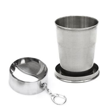 Collapsible Cup Stainless Steel Folding Cup with Keychain for Outdoor Travel Camping Hiking Fishing
