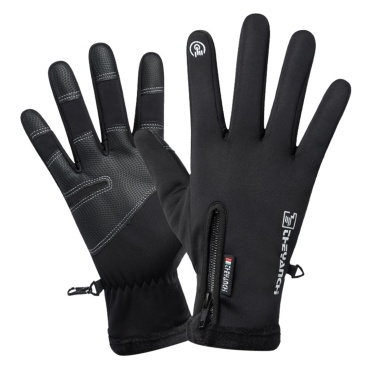 Glove M Size Windproof/ Water Resistance Design Winter Warm Plush Lining N-on-slip Touching Screen with Zipper For Sport Bike Riding