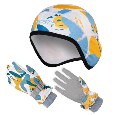 Winter Warm Beanie Hat and Gloves 2 Piece Set for Kids Windproof Ski Beanie Cap with Mittens for Cold Weather Skiing Skating