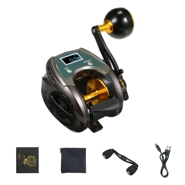 USB Rechargeable Carbon Fiber Baitcasting Reel 9+1BB Electric Fishing Reel with Display High Speed 6.4: 1 Gear Ratio Magnetic Brake System Baitcaster Reel For Left Hand
