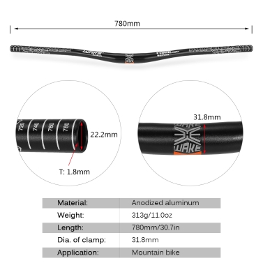 Aluminiumlegierung MTB Lenker Mountainbike Lenker Bar Fahrrad Radfahren Flat Bar 780 MM Eloxierten Lenker