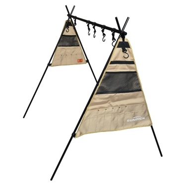 Outdoor Cookware Hanging Rack Foldable Portable Campsite Storage Rack with Storage Bag Hooks