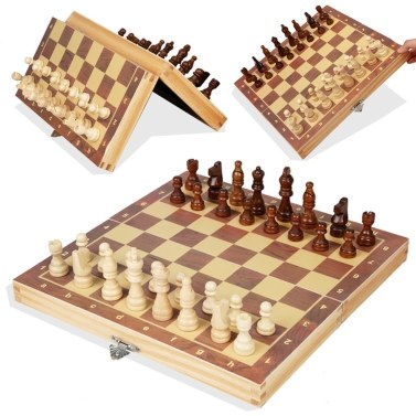 Outdoor Portable Magnetic Wooden International Chess Set with Felted