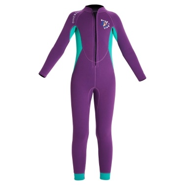 DIVE&SAIL Kids Girls Wetsuit 2.5mm Neoprene Long Sleeve Full Diving Suit for Diving Beach Pool