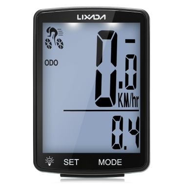 LIXADA Wireless Bike Computer Multi Functional LCD Screen Bicycle Computer Mountain Bike Speedometer Odometer IPX6 Waterproof Cycling Measurable Temperature Stopwatch  Cycling Accessories