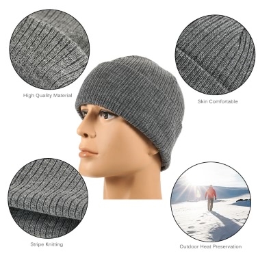 Pure Color Striped Warm Strick Wolle Beanie Outdoor Reiten Unisex Strickmütze