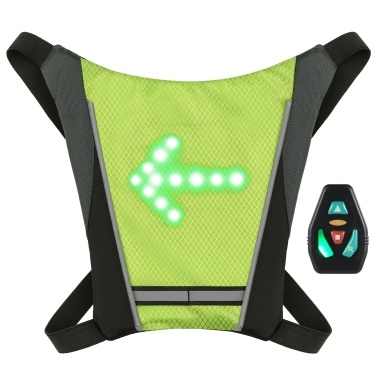 LED Turn Signal Bike Pack USB Rechargeable Reflective Backpack Attachment Clip with Remote Control LED Backpack with Direction Indicator Safety Light Bag Sports Vest for Cycling Running Walking Joggin