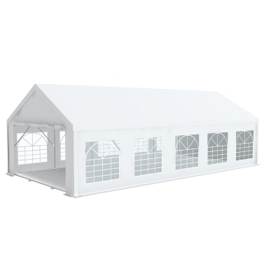 Tente de réception Barnum Pro 5x10m PVC 520g/m² tubes 76mm Blanc ignifugé M2