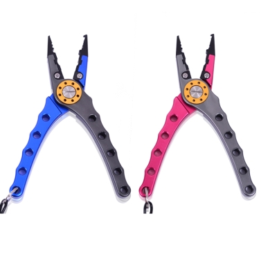 7" Aluminum Bent Nose Stainless Steel Jaws Fishing Pliers Scissors Line Cutter Remove Hook Tackle Tool