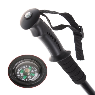 Adjustable Telescopic AntiShock Trekking Hiking Walking Stick Pole 26 " to 53 " with Compass