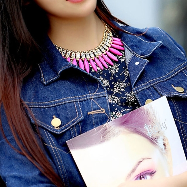 Mode Kristall Anhänger Kette Choker klobige Lätzchen für Frauen Mädchen