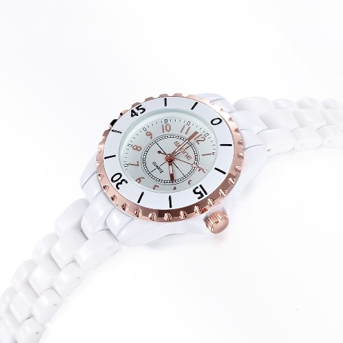 

SKONE Women Dress Watches for Woman Watch with White Ceramic Watchband Casual Quartz Wristwatch