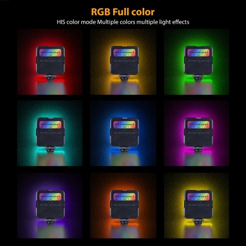 Pocket RGB Video Light LED Fill Light 3200K-6500K Dimmable Video Conference Light for Computer Tablet Smartphone DSLR Camera  Built-in Battery with Screen Clip 