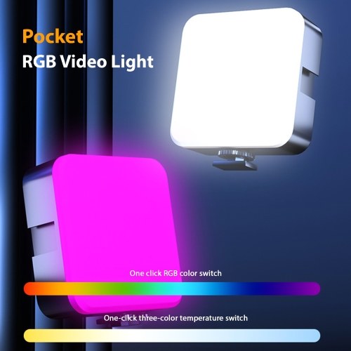 Pocket RGB Video Light LED Fill Light 3200K-6500K Dimmable Video Conference Light for Computer Tablet Smartphone DSLR Camera  Built-in Battery with Screen Clip 