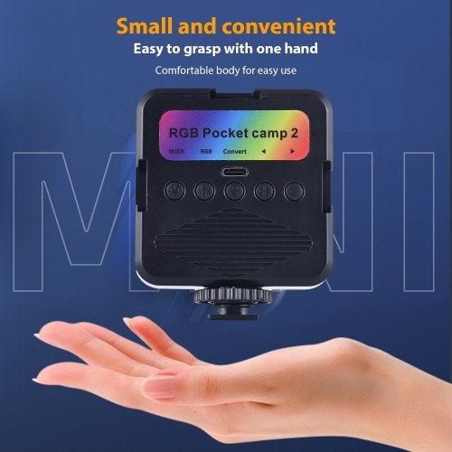 Pocket RGB Video Light LED Fill Light 3200K-6500K Dimmable Video Conference Light for Computer Tablet Smartphone DSLR Camera  Built-in Battery with Screen Clip 