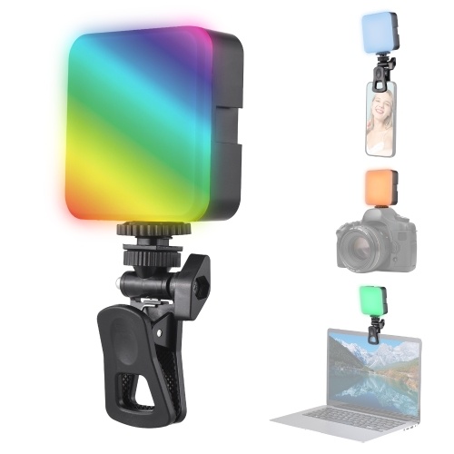 Pocket RGB Video Light LED Fill Light 3200K-6500K Dimmable Video Conference Light for Computer Tablet Smartphone DSLR Camera  Built-in Battery with Screen Clip 