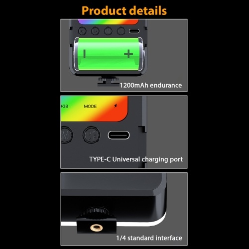 Pocket RGB Video Light LED Fill Light 3200K-6500K Dimmable Video Conference Light for Computer Tablet Smartphone DSLR Camera  Built-in Battery with Screen Clip 