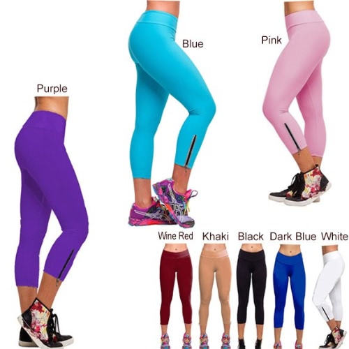 Mulheres calças justas Capri Pants corrida cintura alta recortada Leggings Academia M-XL