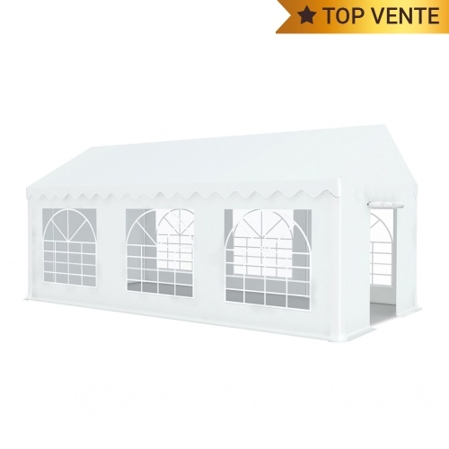 Tente de réception 3x6m tubes 38mm PVC 480g/m2 blanc ignifugée M2