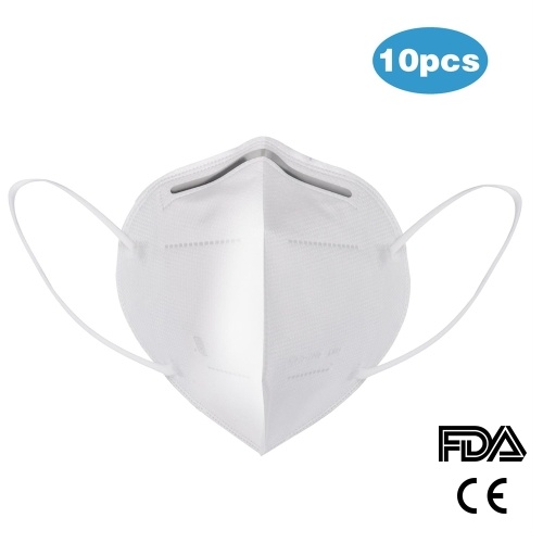 10pcs 5-Ply Disposable KN95 Mask Breathable Non-woven 95% Filtration Sanitary Protective Face Mouth Masks for Dust Particles Virus Pollution Personal Health