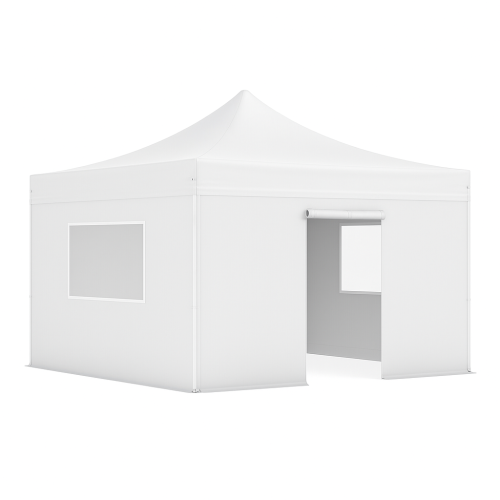 Tente pliante 4x4m Pack fenêtre Gamme structure Alu 55mm Bâche de toit et côtés en PVC 100 % étanche 580 g/m²