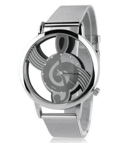 

Musical note hollow glass mesh watch
