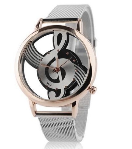 

Musical note hollow glass mesh watch