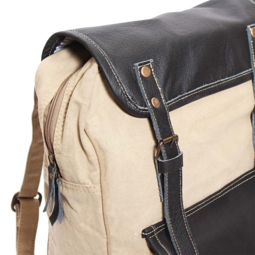 

Backpack canvas and real leather beige