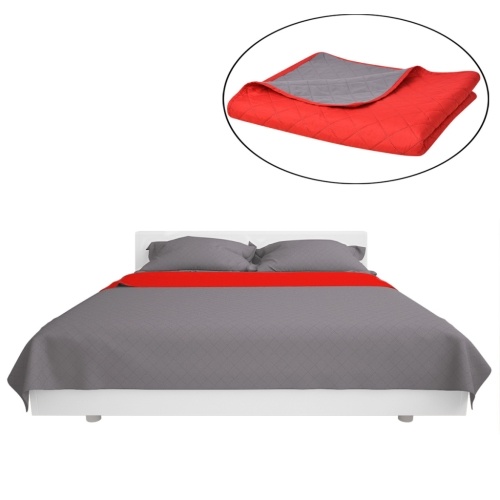 

Two-sided quilt bedspread red / gray 230x260 cm