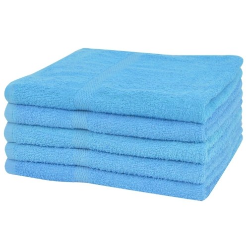  Serviettes de bain 5 pièces 100% coton 360 g / m² 100 x 150 cm bleu