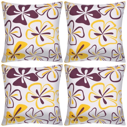 Pillow Covers 4 pcs Canvas Flower Printed 50x50 cm