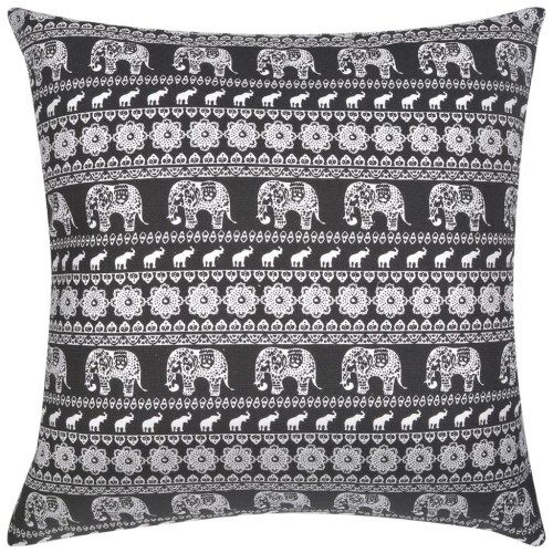

Sofa cushion 2 pcs. Elephant print canvas black 45x45 cm