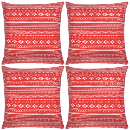 

Pillow Covers 4 pcs Canvas Aztec Printed Red 40x40 cm